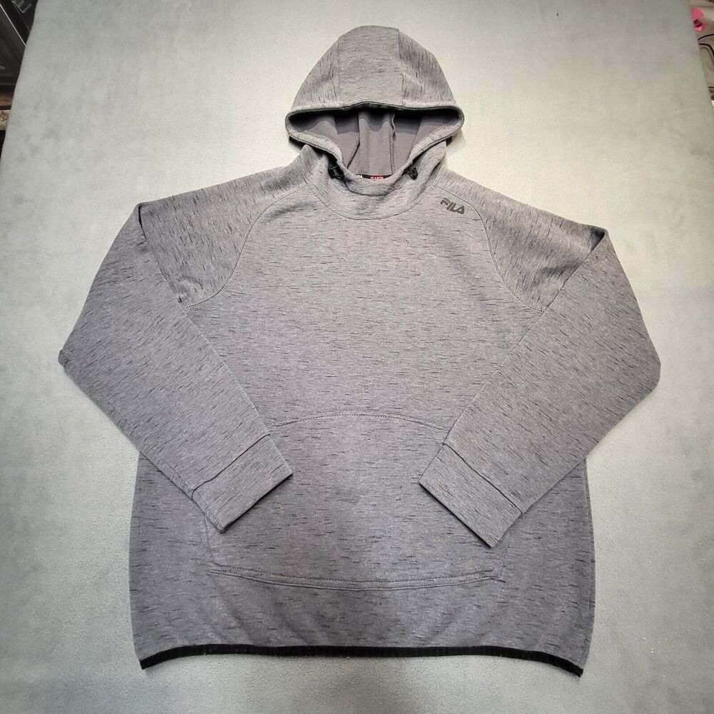 Fila Sport Hoodie Mens XL Gray Pullover Sweatshirt Long Sleeve